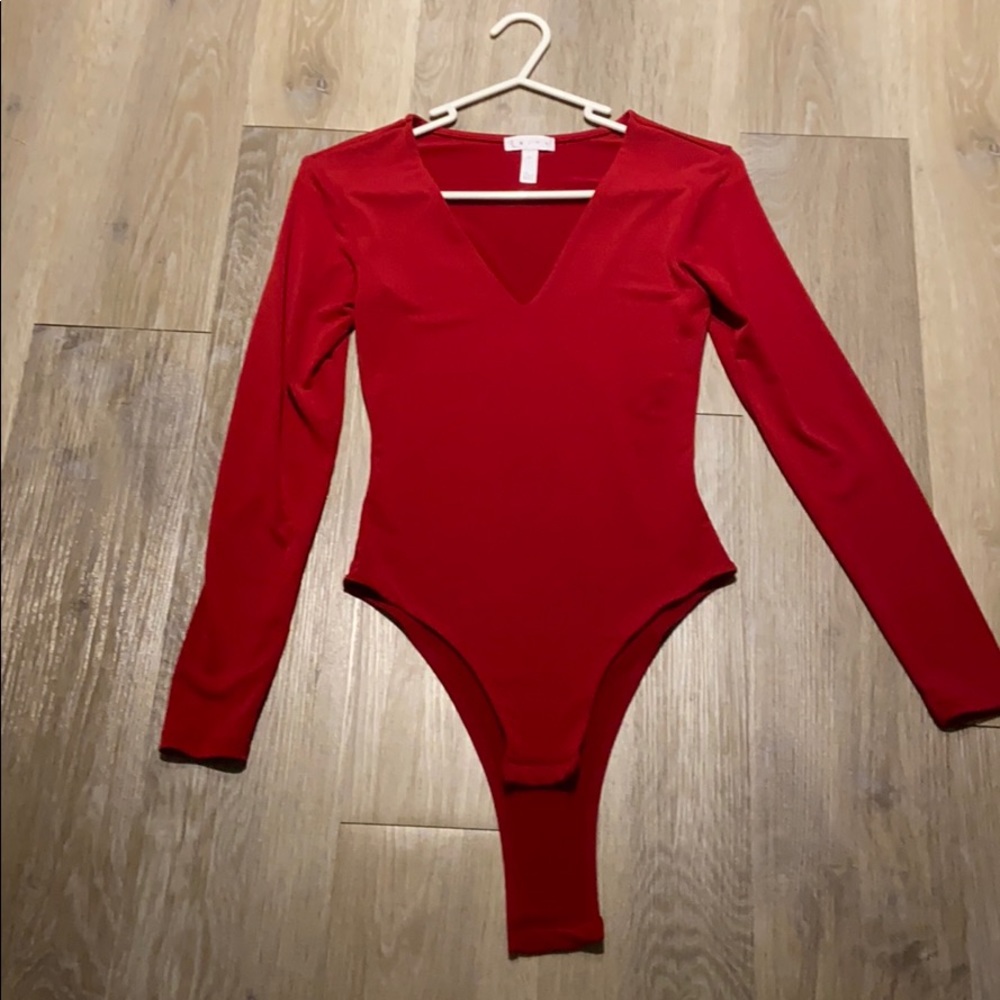 Red Long Sleeve Body Suit